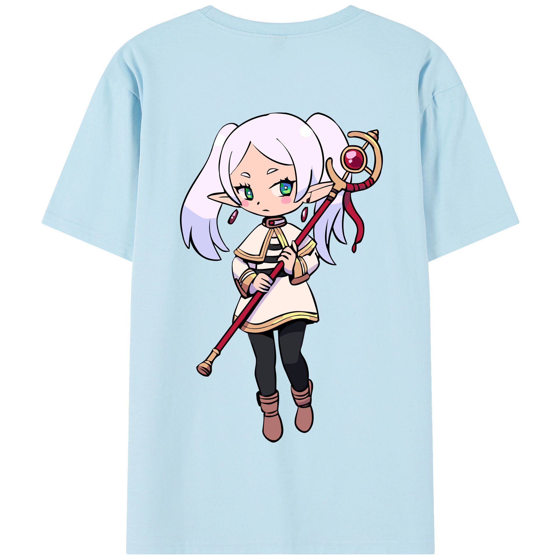 （画像用） 葬送のフリーレン Frieren 綿100％半袖Tシャツ（背面プリント）